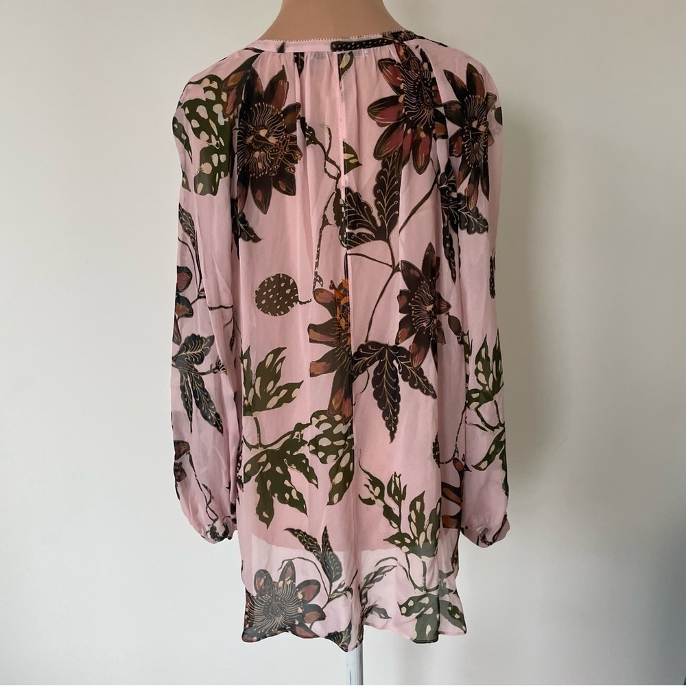 Dorothee Schumacher Pink Powerful Flora Floral Print Silk Long Sleeve Blouse EUC - Picture 3 of 9